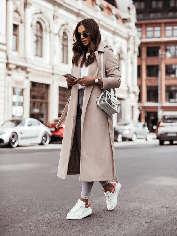 Coat - Belted Waist And Long Cut For Warm Structured Fit