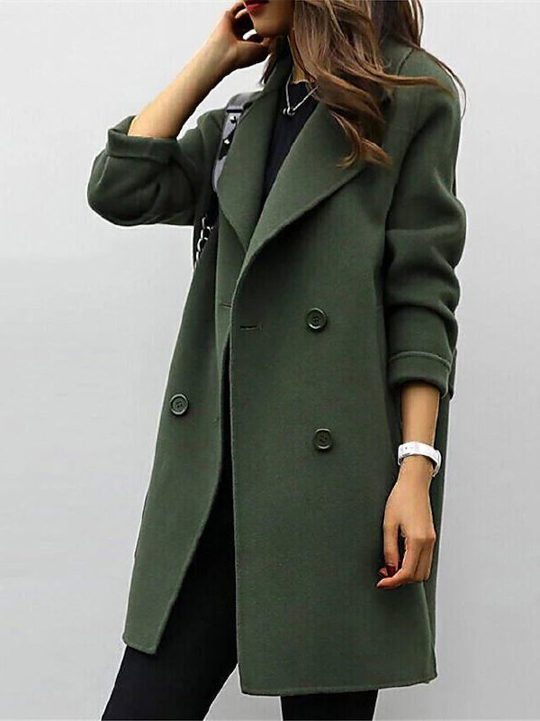 Coat - Double Breasted Button Front And Warm Lined Layering