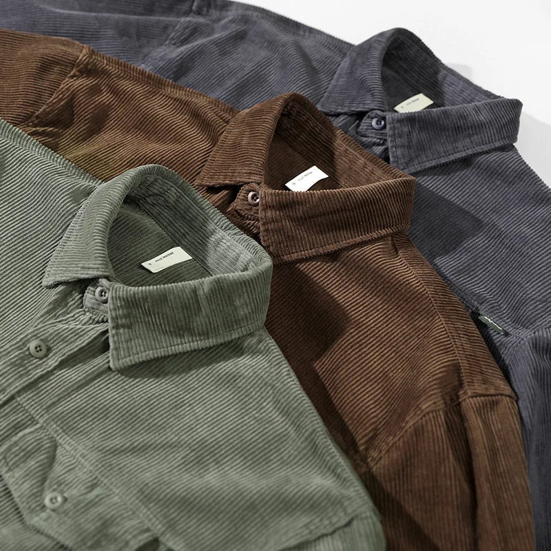 Cord Blend Shirt - Textured Surface & Easy Layering By Castello