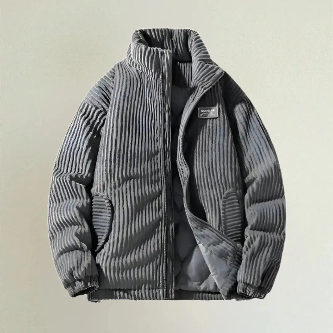 Corduroy Blend Coat – Quilted Body And Structured Shape