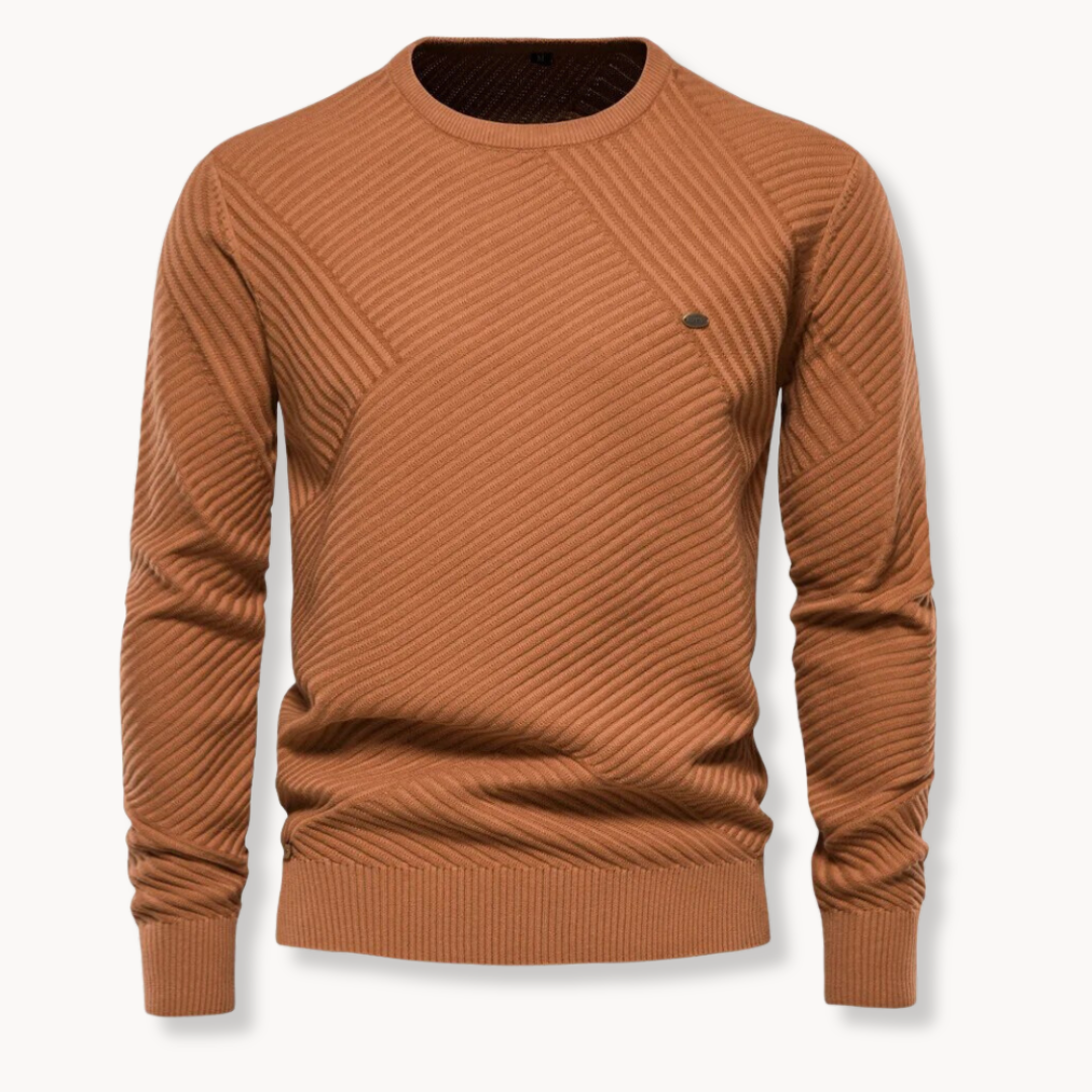 Crewneck Pullover - Ribbed Neck And Cuffs And Keeps Shape
