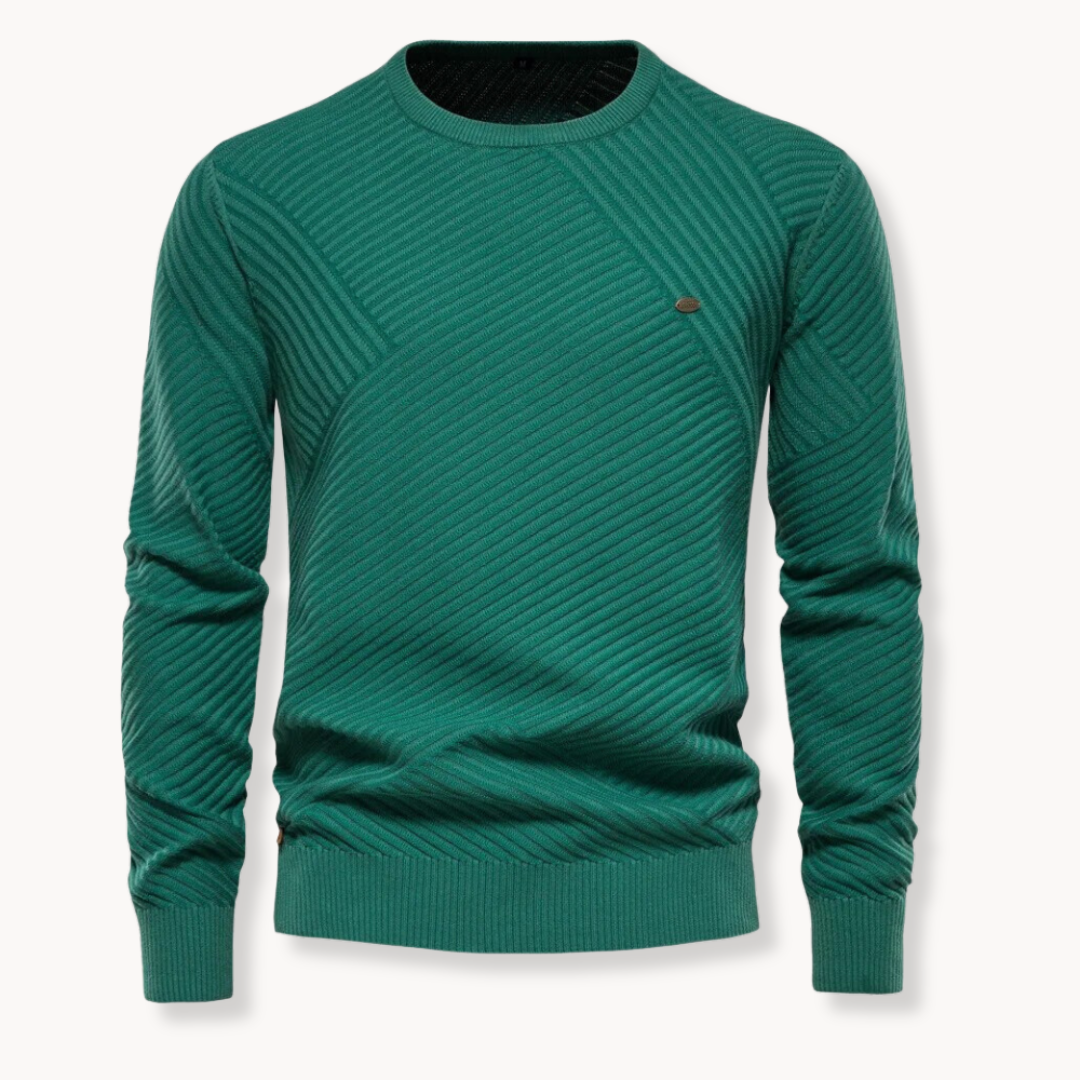 Crewneck Pullover - Ribbed Neck And Cuffs And Keeps Shape