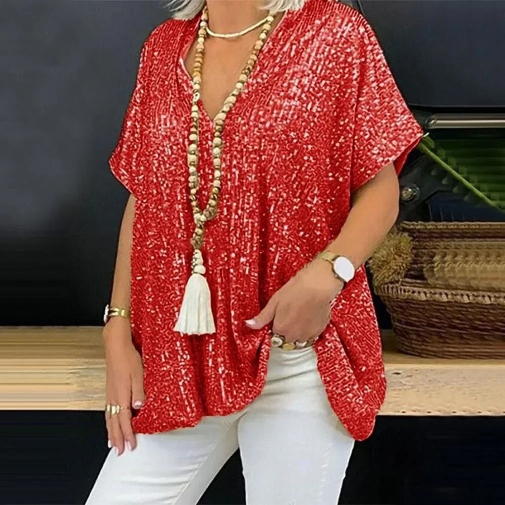 Variant image for Women's Sequin V-Neck T-Shirt-6