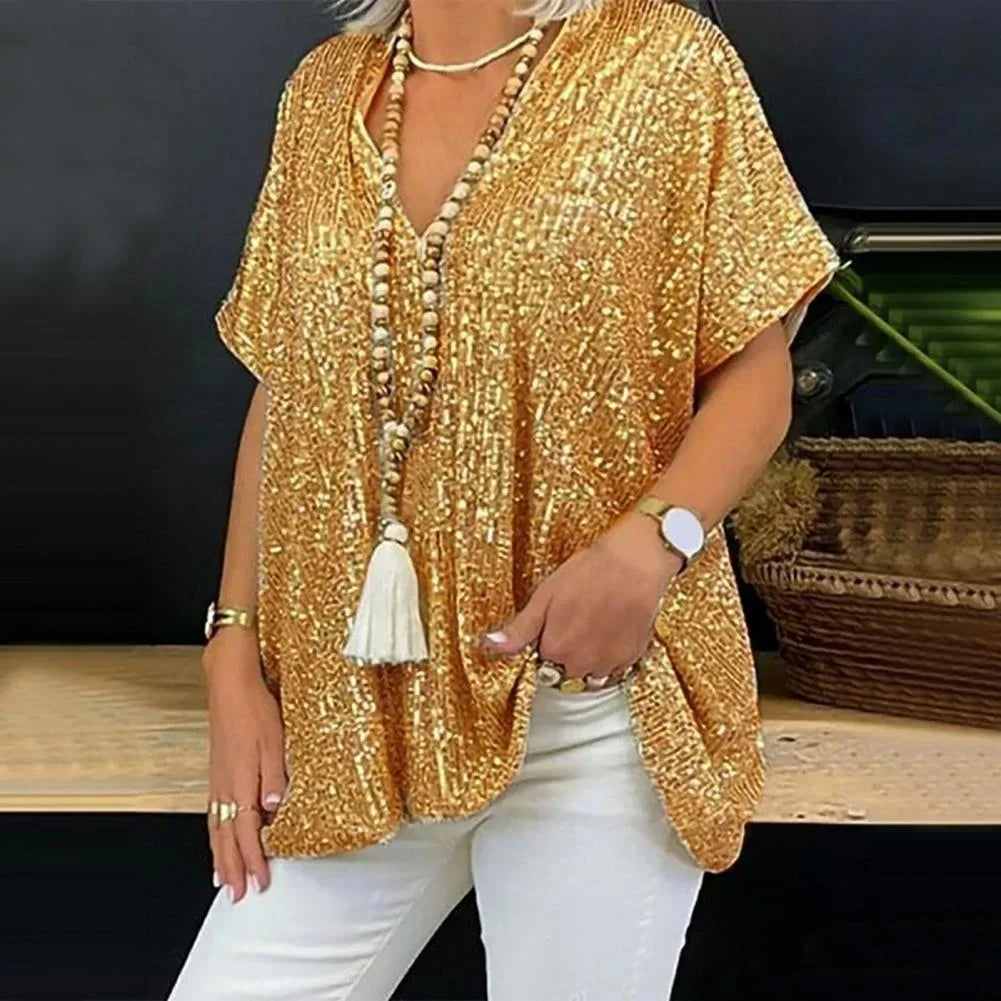 Variant image for Women's Sequin V-Neck T-Shirt-5