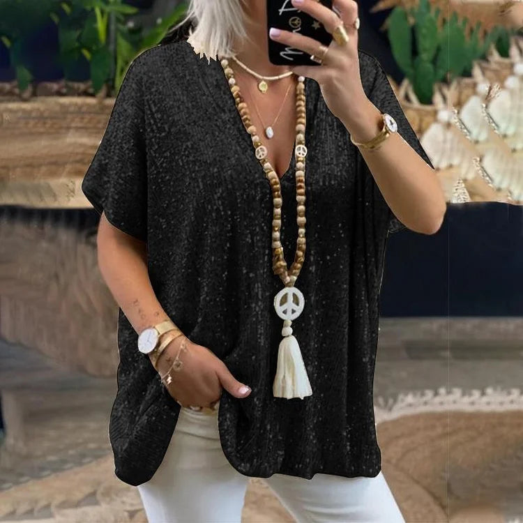 Variant image for Women's Sequin V-Neck T-Shirt-4