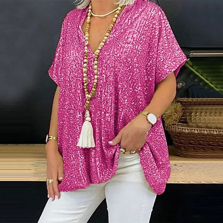 Variant image for Women's Sequin V-Neck T-Shirt-8