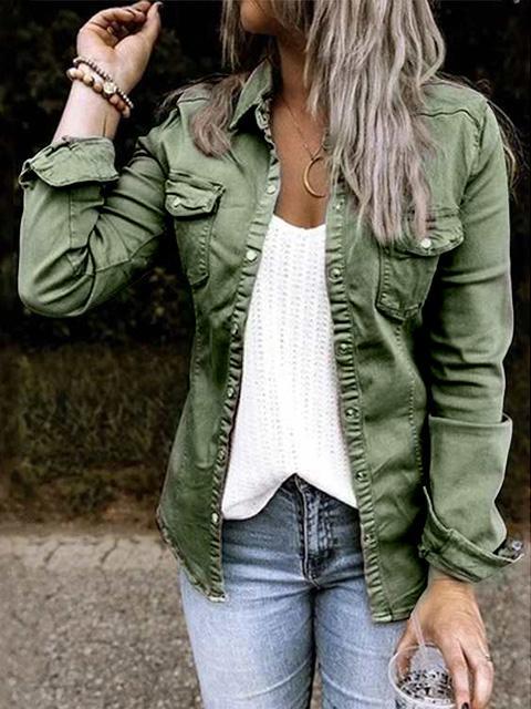 Denim Blend Jacket - Button Front Shirt & Structured Shape