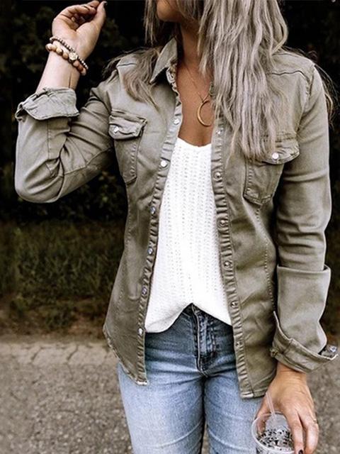 Denim Blend Jacket - Button Front Shirt & Structured Shape