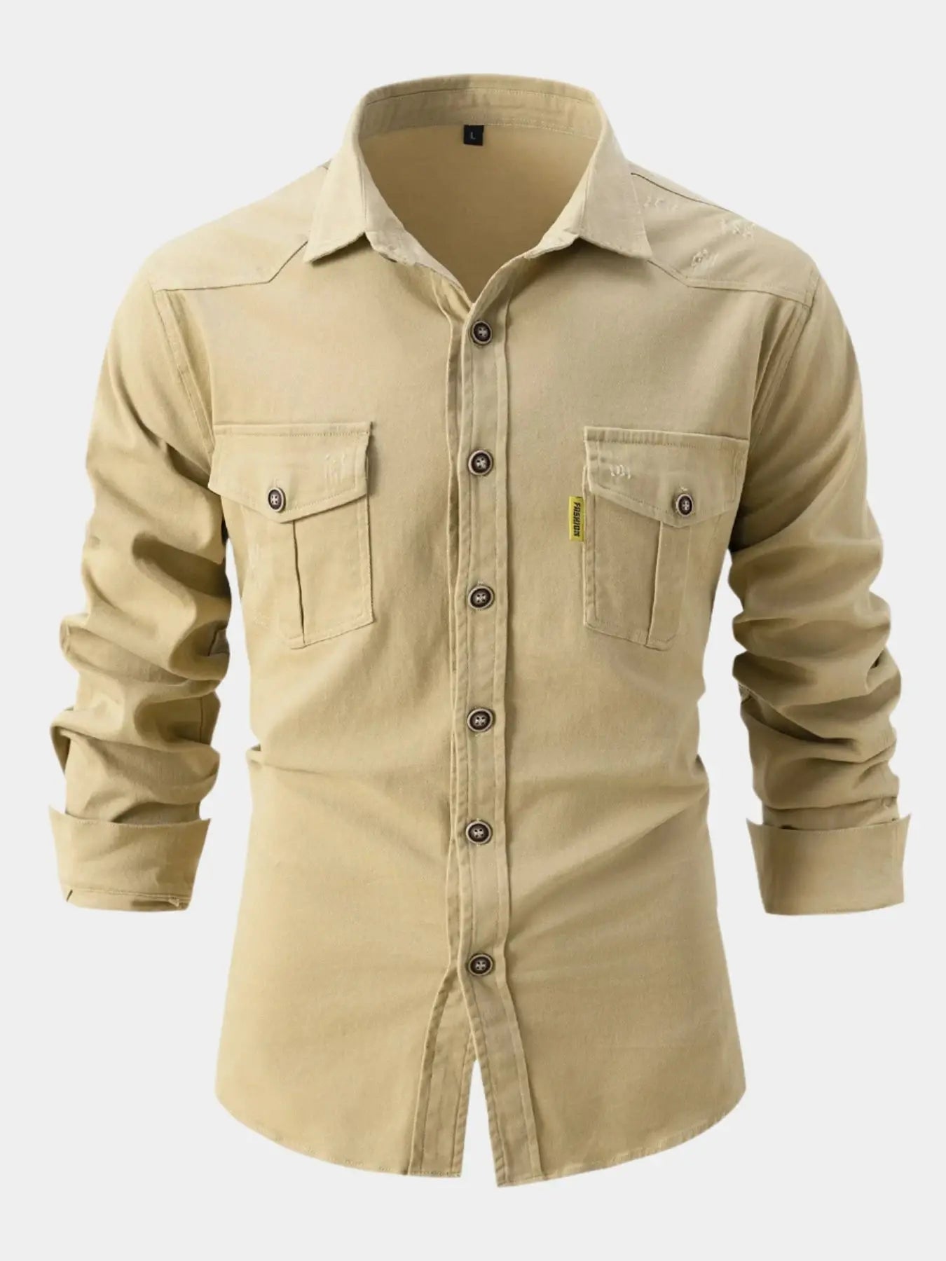 Denim Blend Shirt – Full Button Front & Roll Sleeve Fit