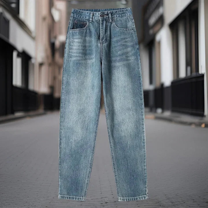 Denim Blend Trousers - Straight Leg Cut And Shape Support