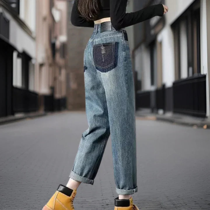 Denim Blend Trousers - Straight Leg Cut And Shape Support
