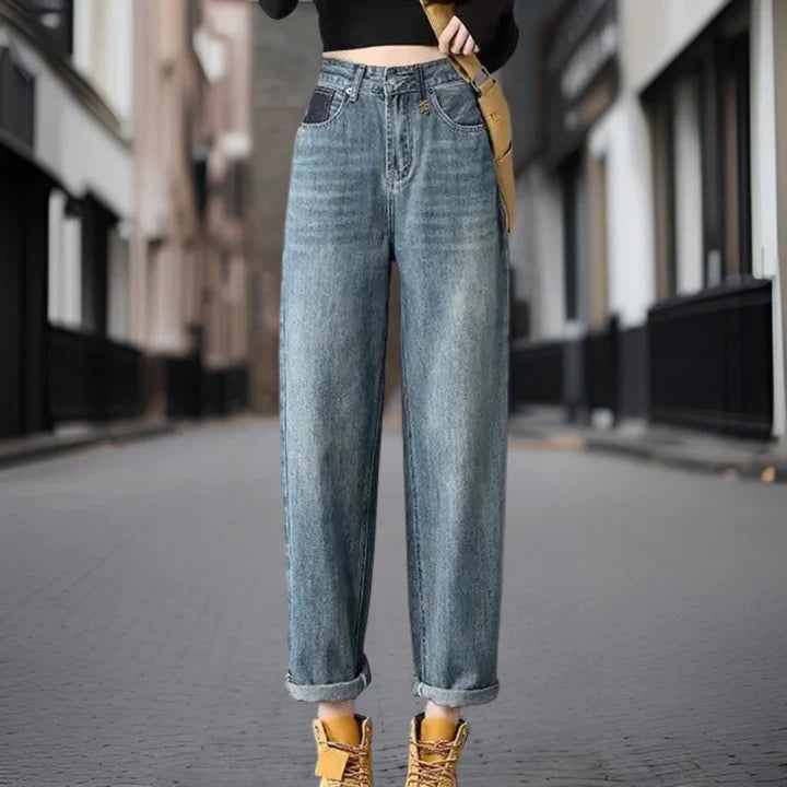 Denim Blend Trousers - Straight Leg Cut And Shape Support