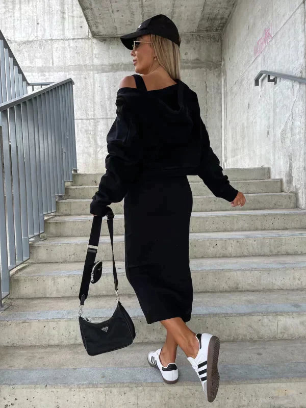 Dress And Cardigan Set - Smooth Blend & Layered Coverage