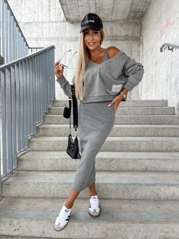 Dress And Cardigan Set - Smooth Blend & Layered Coverage