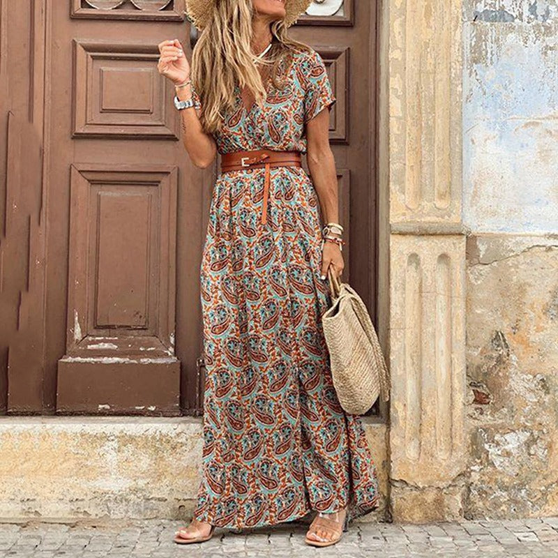 Dress – Bohemian Split Design & Long Flowing Movement