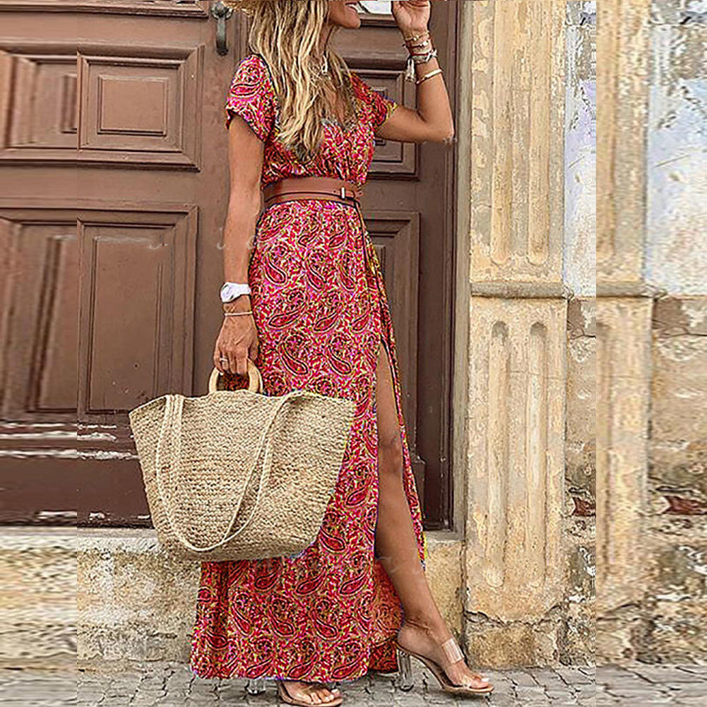 Dress – Bohemian Split Design & Long Flowing Movement