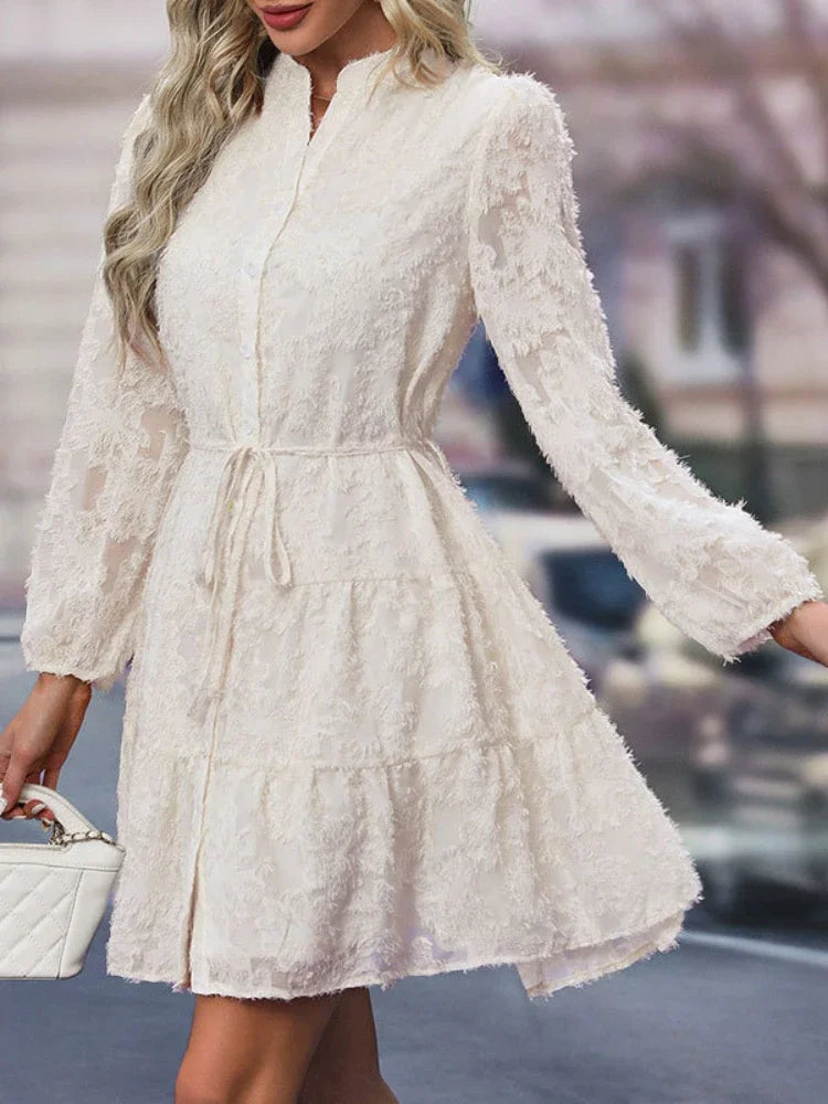 Dress - Lace Overlay Long Shape & Smooth Fitted Body