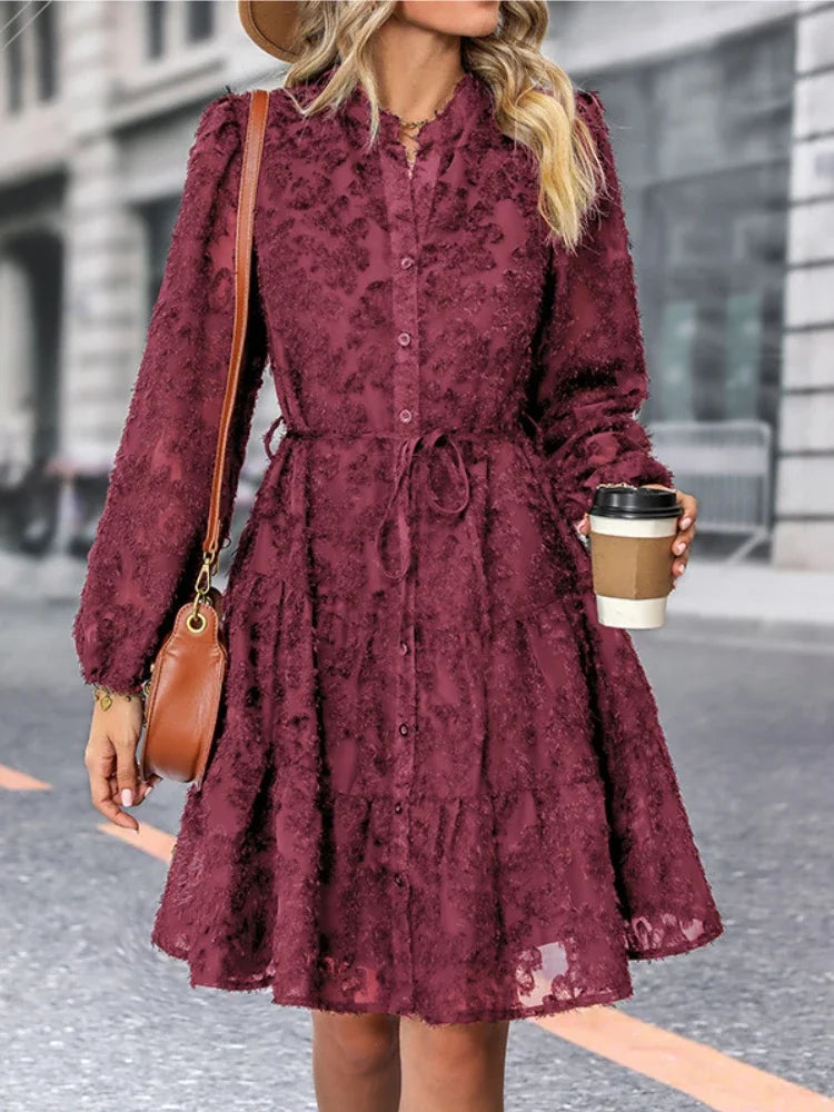 Dress - Lace Overlay Long Shape & Smooth Fitted Body