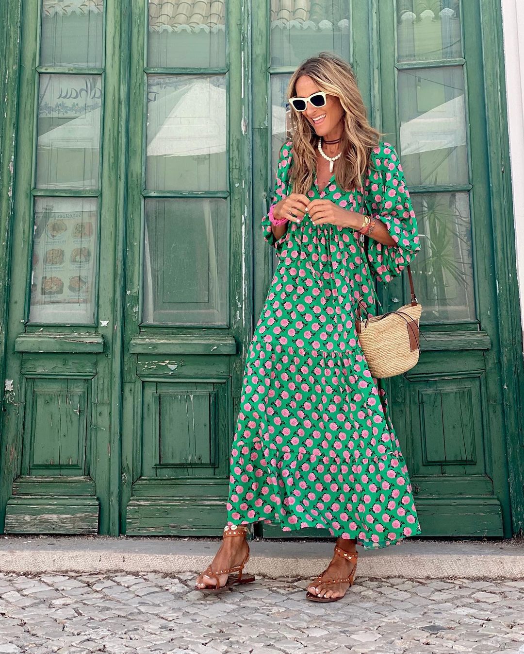 Dress - Long Silhouette With Bodice Motif & Defined Waist