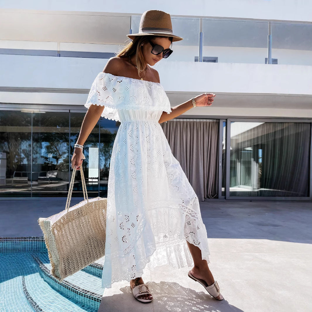 Dress – Off Shoulder Smocked Waist & Secure Fit Moves Easy