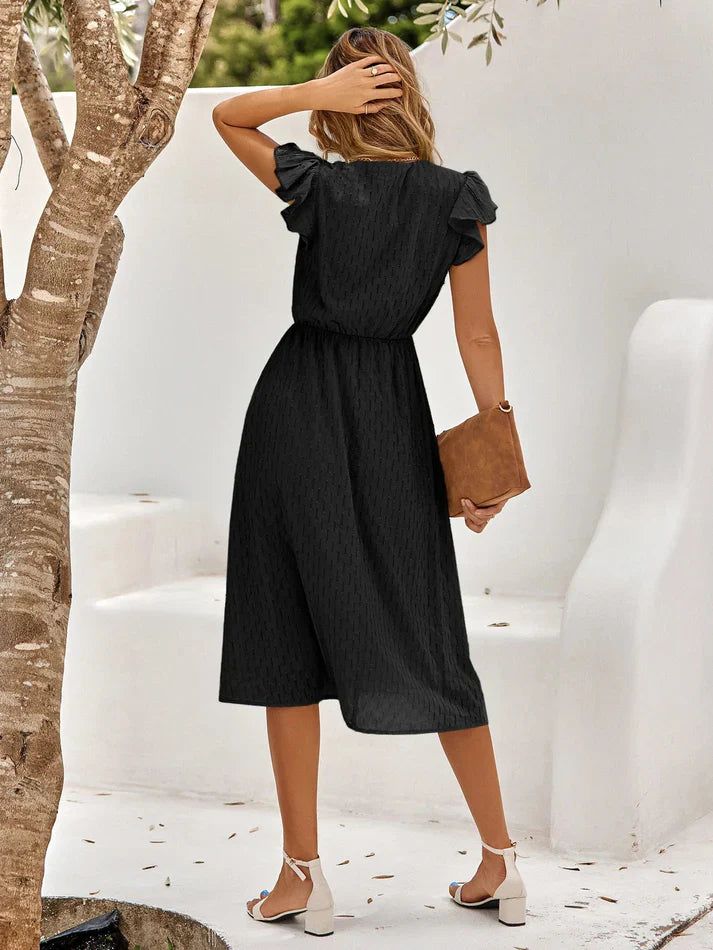 Dress - Polyester Blend Midi Shape & Smooth Drape Shaping