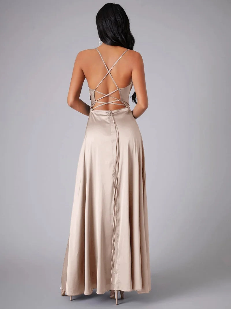Dress - Polyester Blend Open Back Maxi & Air Flow Ease