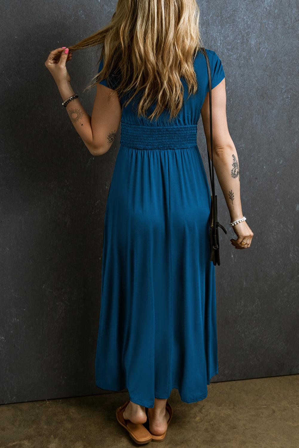 Dress - Polyester Blend V Neck & Flowing Skirt Moves