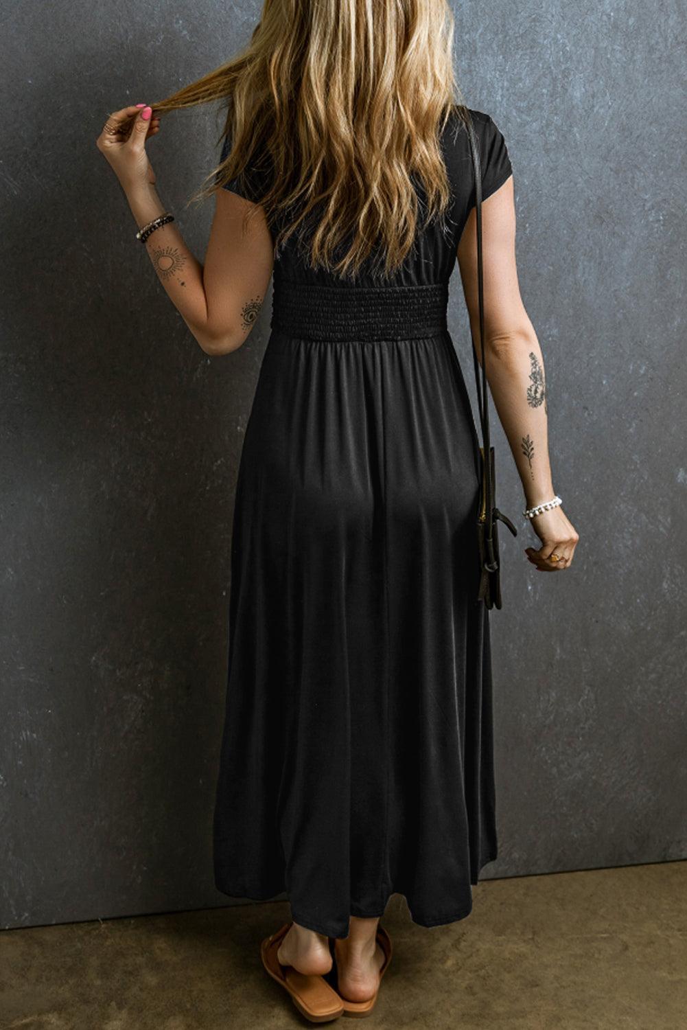 Dress - Polyester Blend V Neck & Flowing Skirt Moves