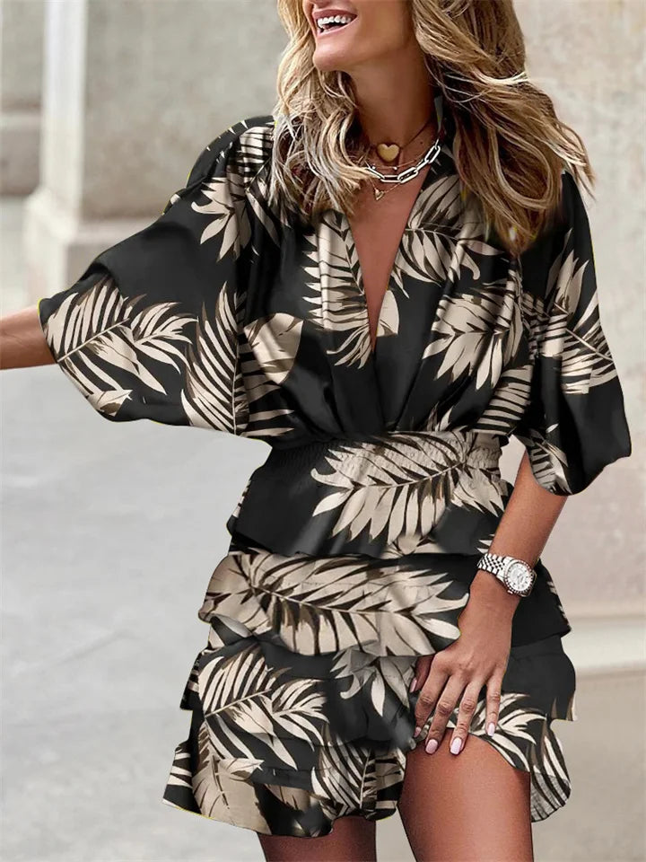 Dress - Ruffled Skirt And Elastic Waist For Easy Movement