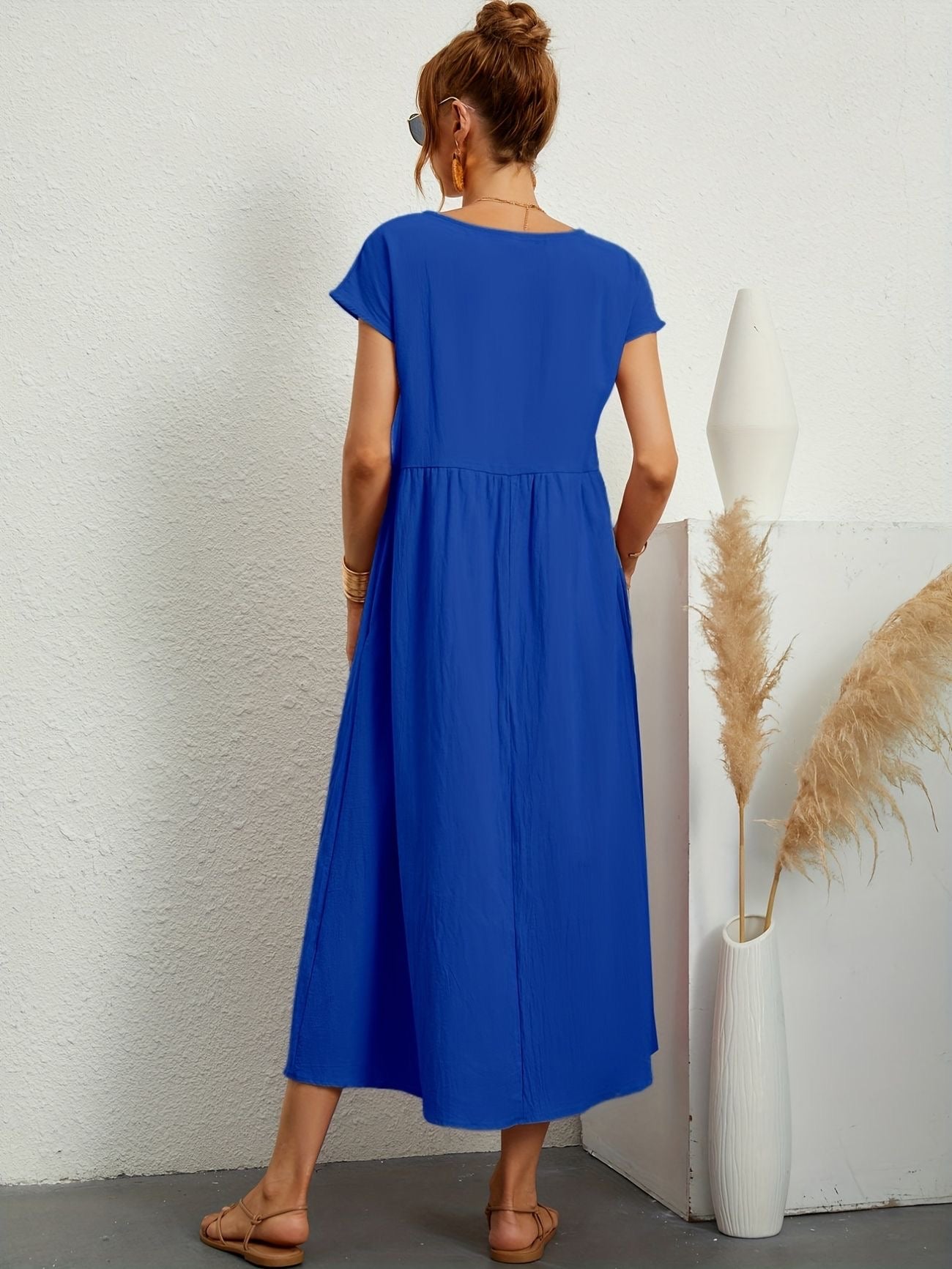 Dress - Short Sleeve Maxi Shape And Easy Movement Fit