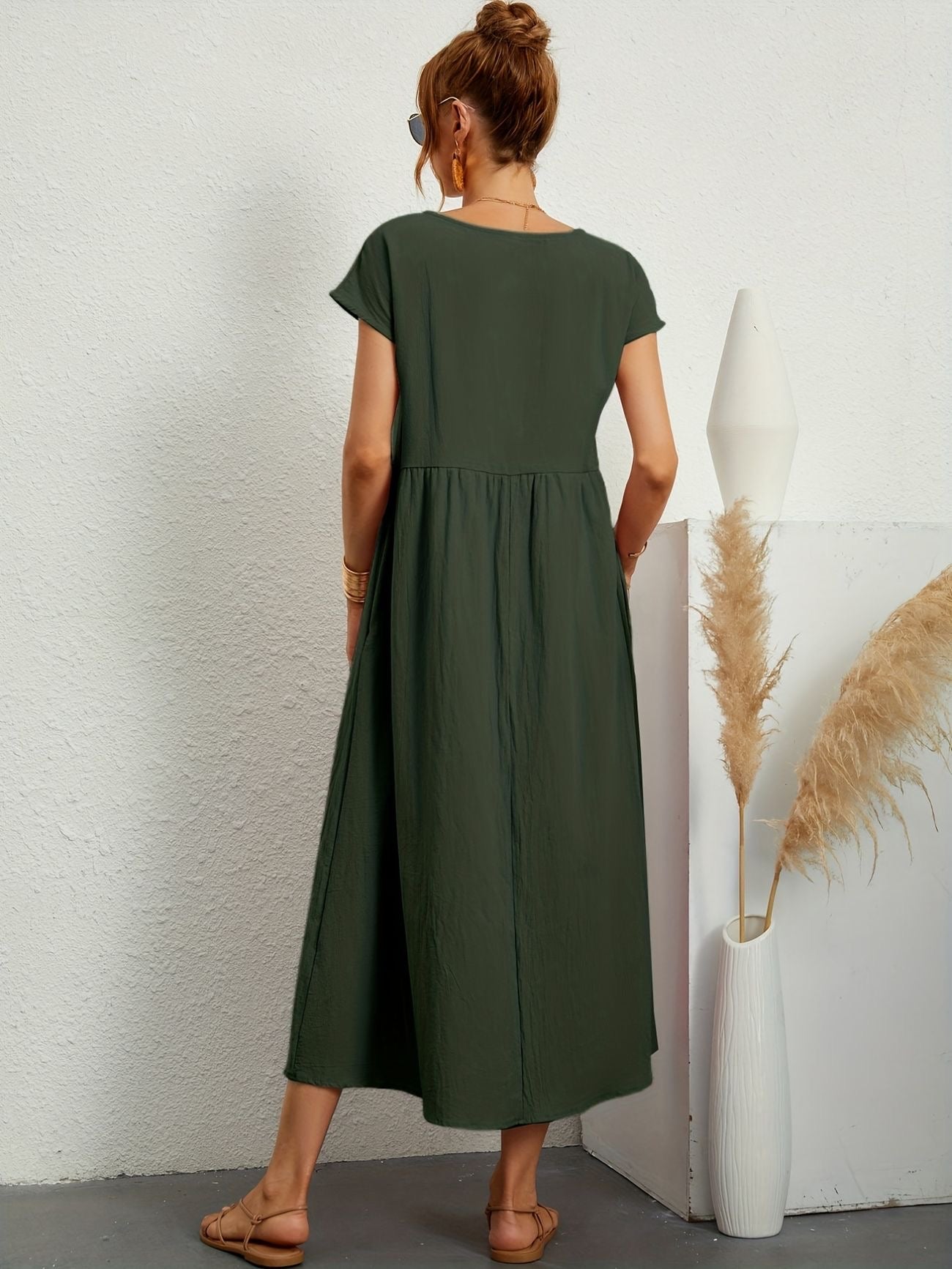 Dress - Short Sleeve Maxi Shape And Easy Movement Fit