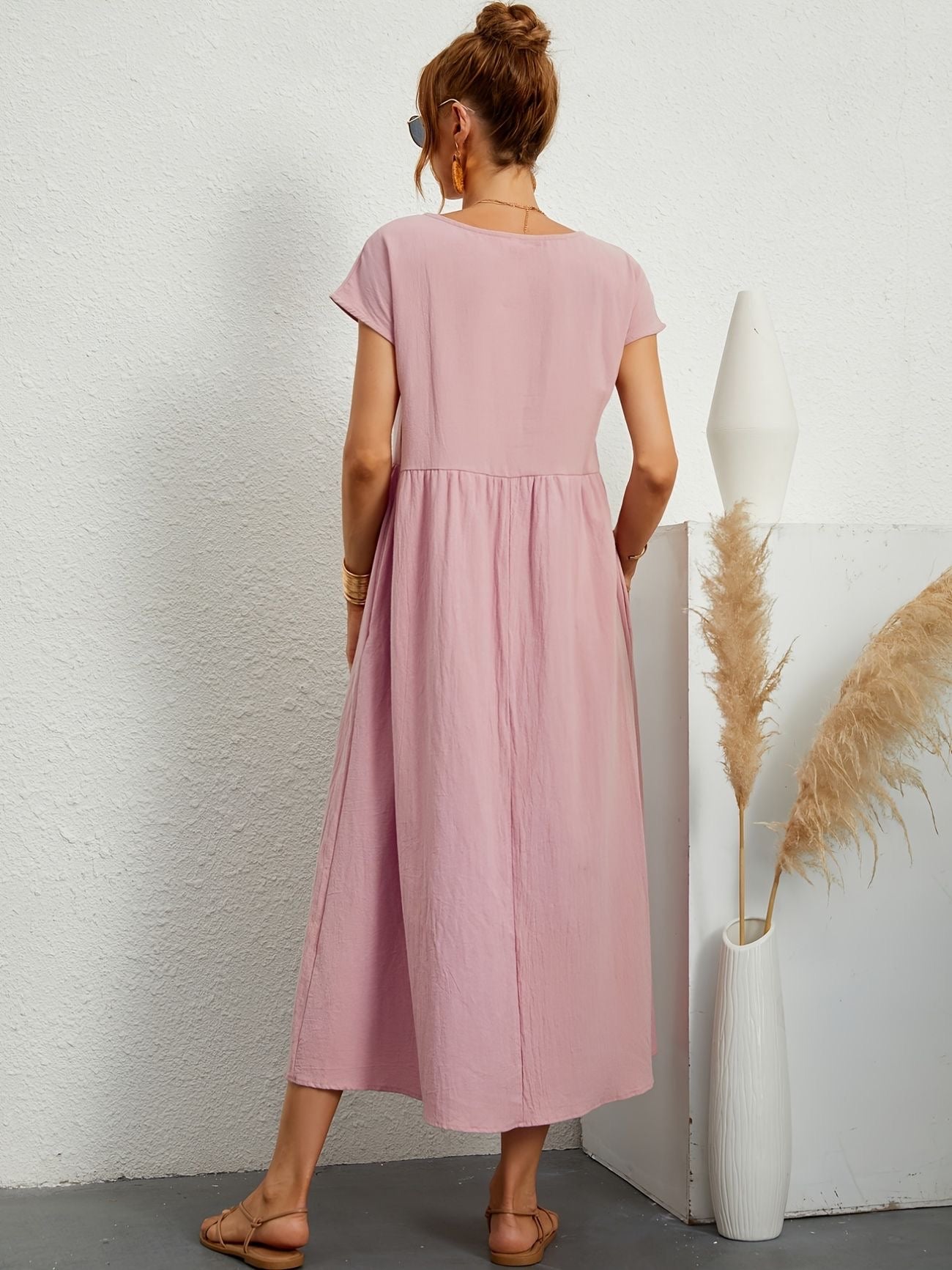 Dress - Short Sleeve Maxi Shape And Easy Movement Fit