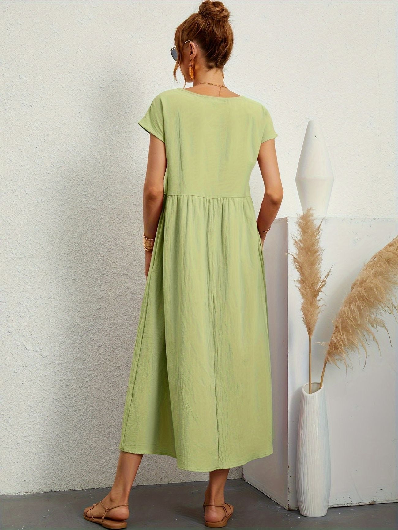 Dress - Short Sleeve Maxi Shape And Easy Movement Fit