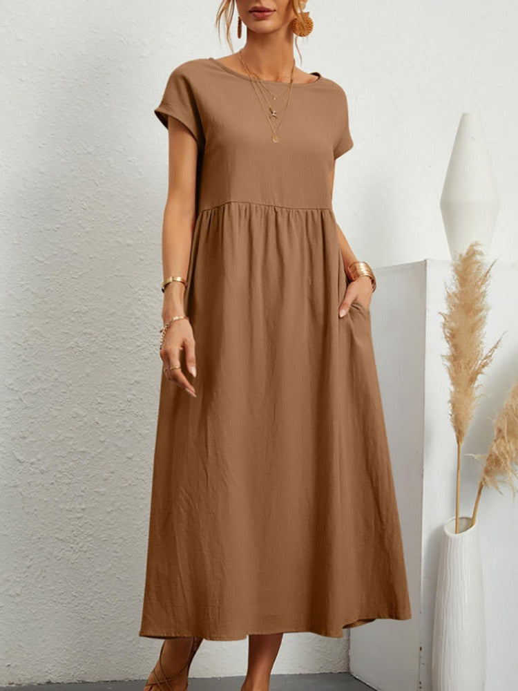 Dress - Short Sleeve Maxi Shape And Easy Movement Fit