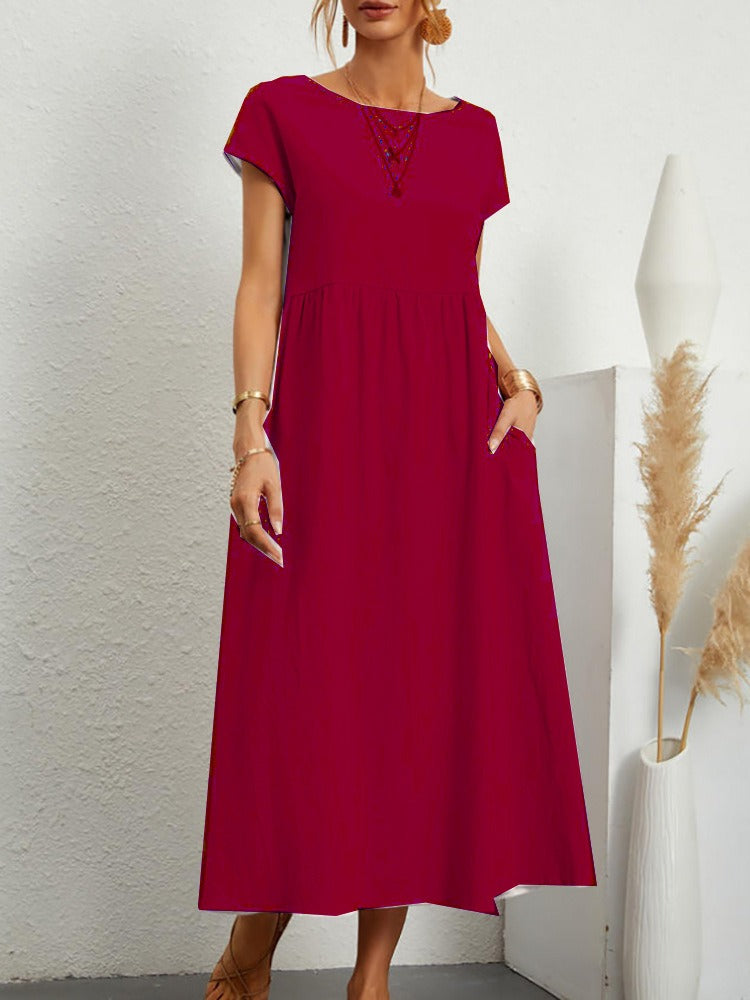 Dress - Short Sleeve Maxi Shape And Easy Movement Fit