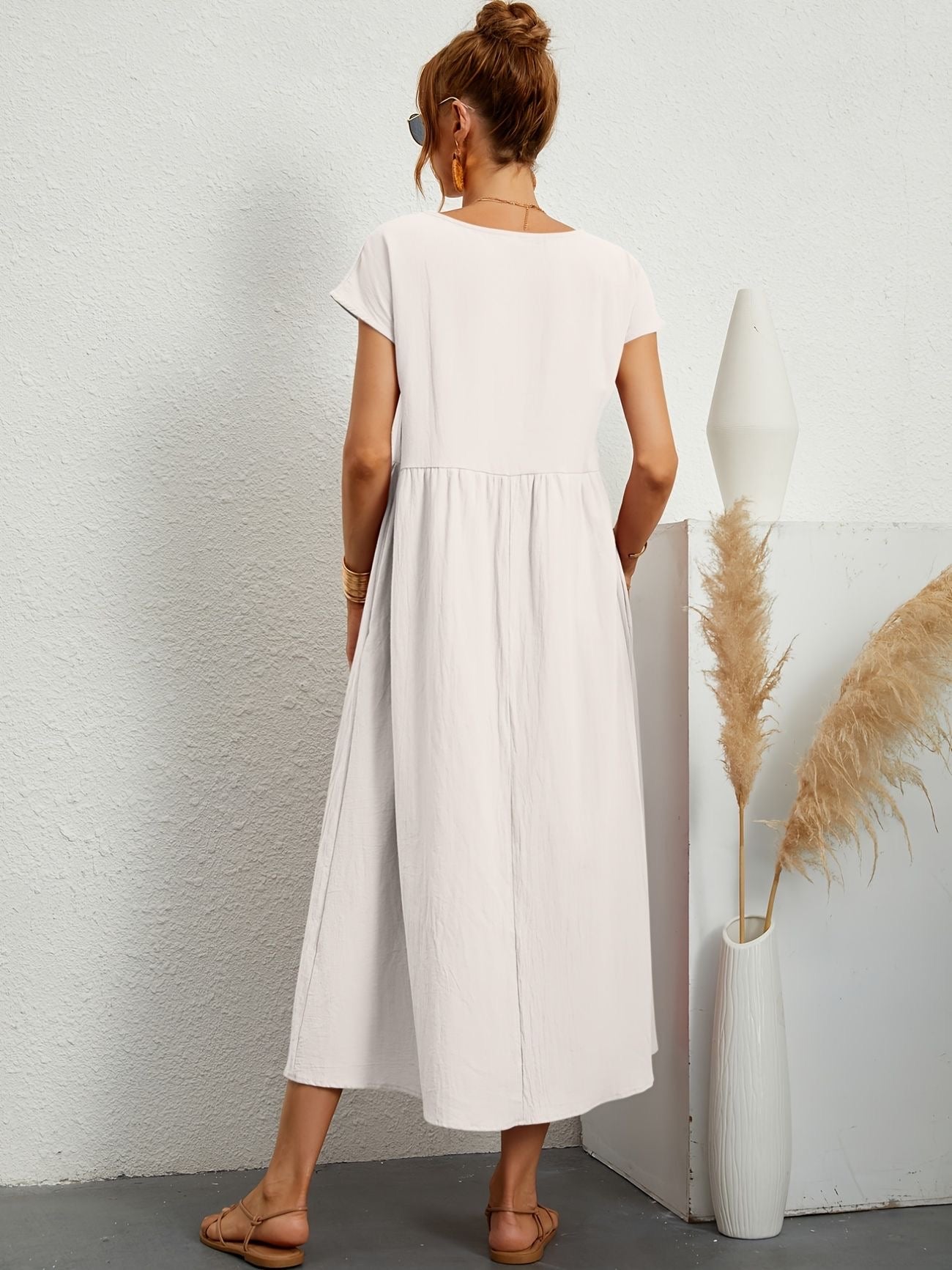 Dress - Short Sleeve Maxi Shape And Easy Movement Fit