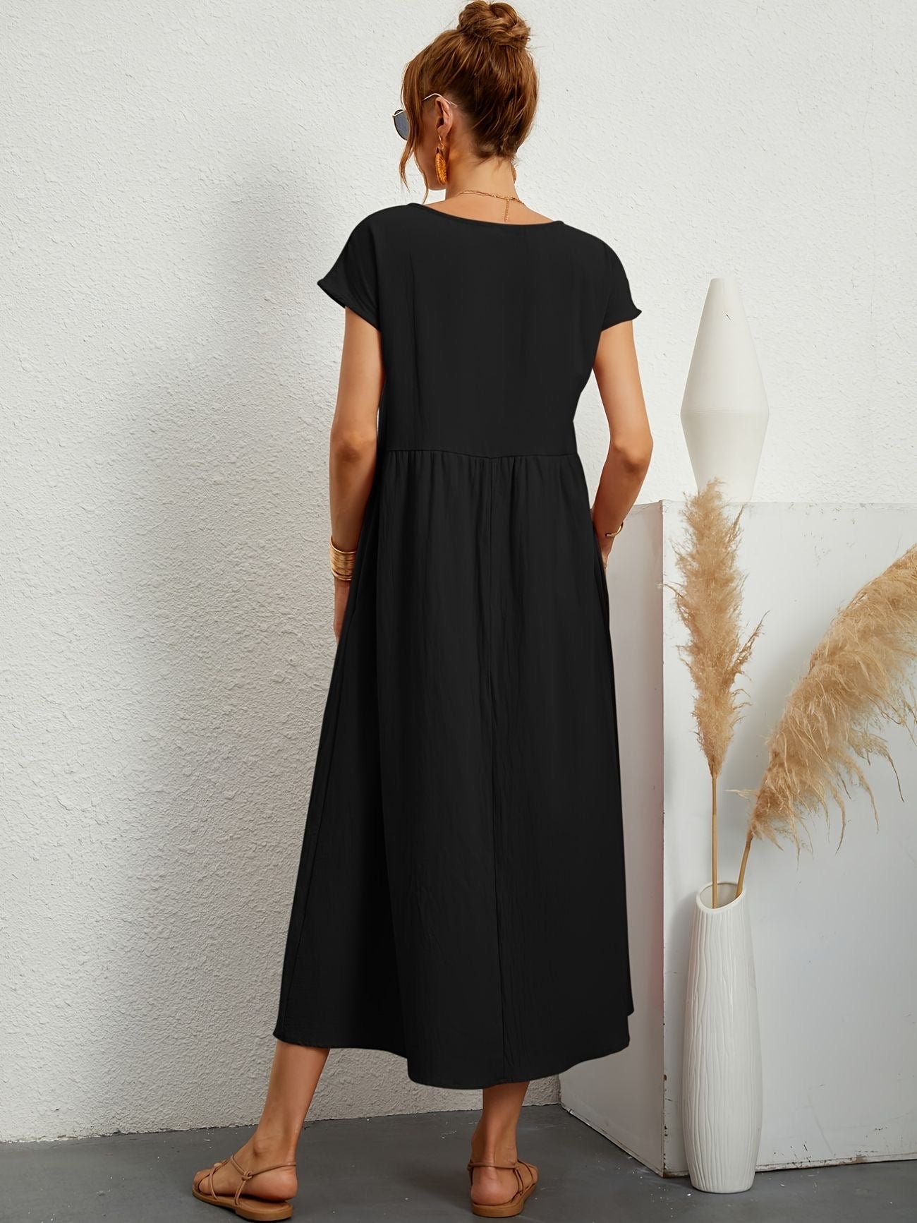 Dress - Short Sleeve Maxi Shape And Easy Movement Fit