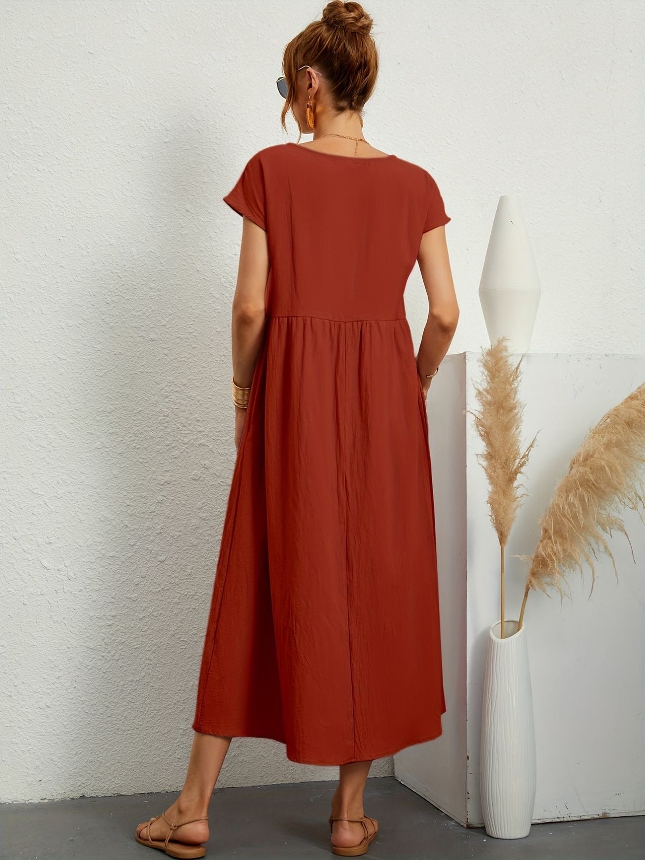 Dress - Short Sleeve Maxi Shape And Easy Movement Fit