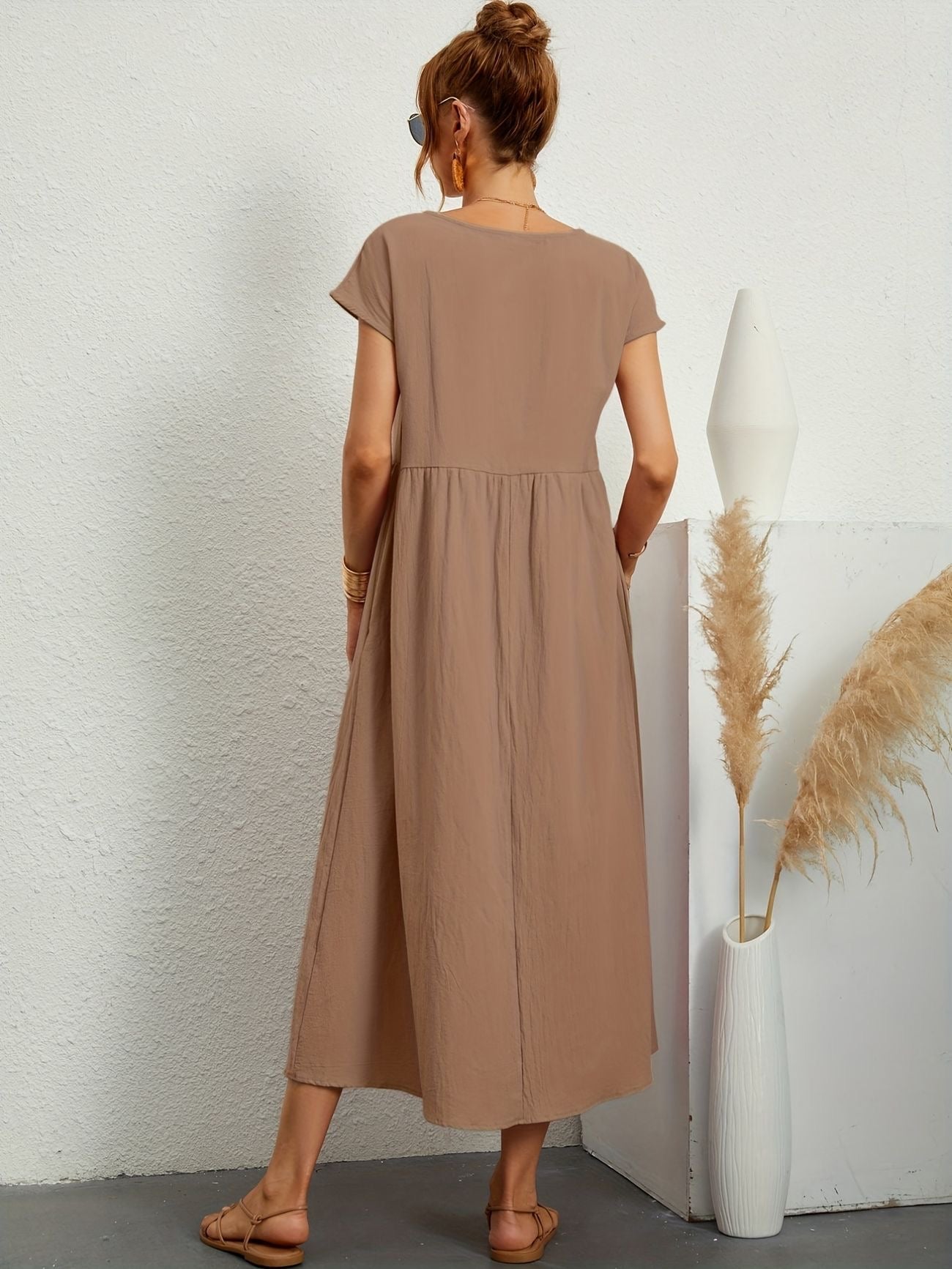 Dress - Short Sleeve Maxi Shape And Easy Movement Fit