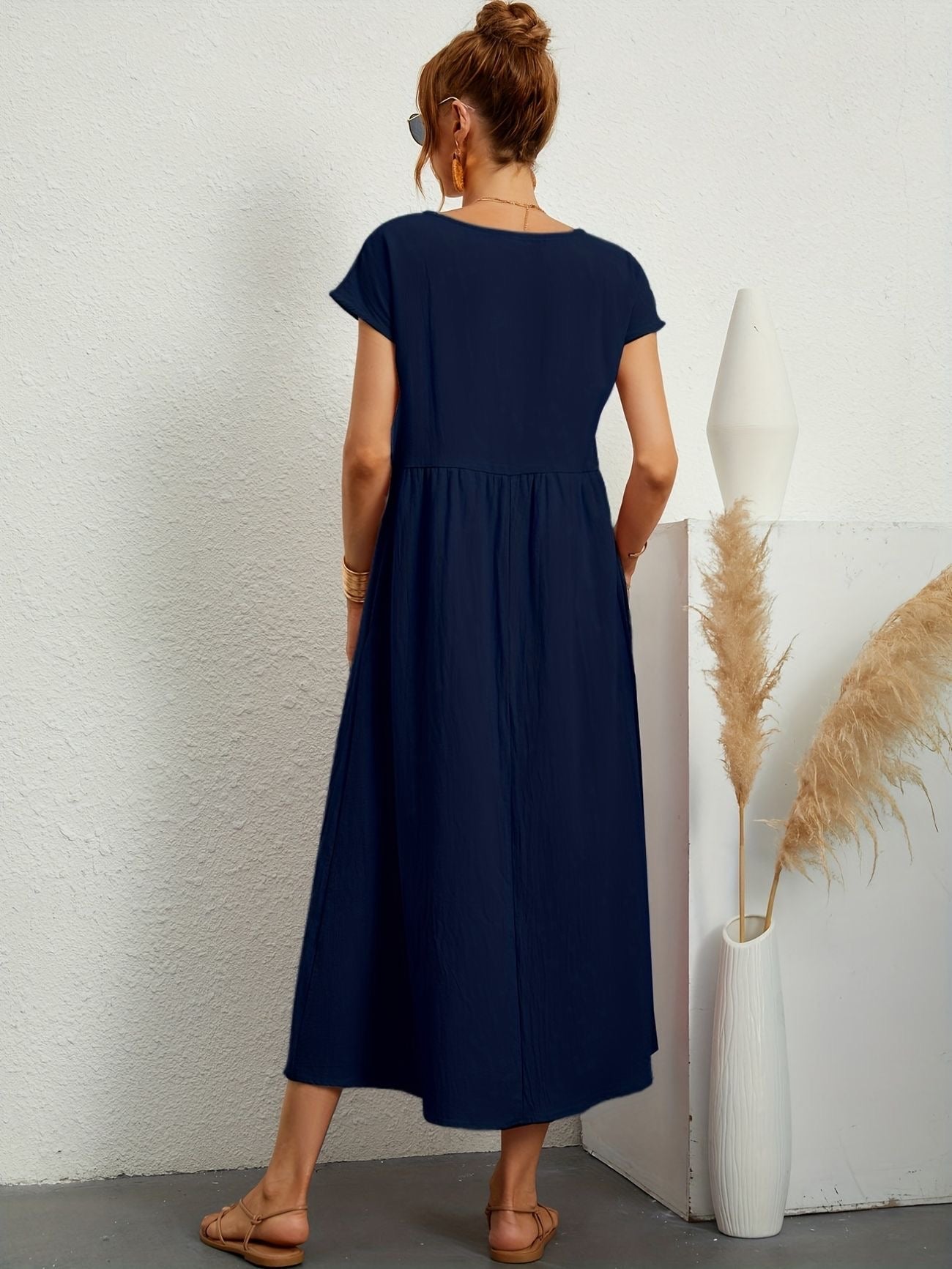 Dress - Short Sleeve Maxi Shape And Easy Movement Fit