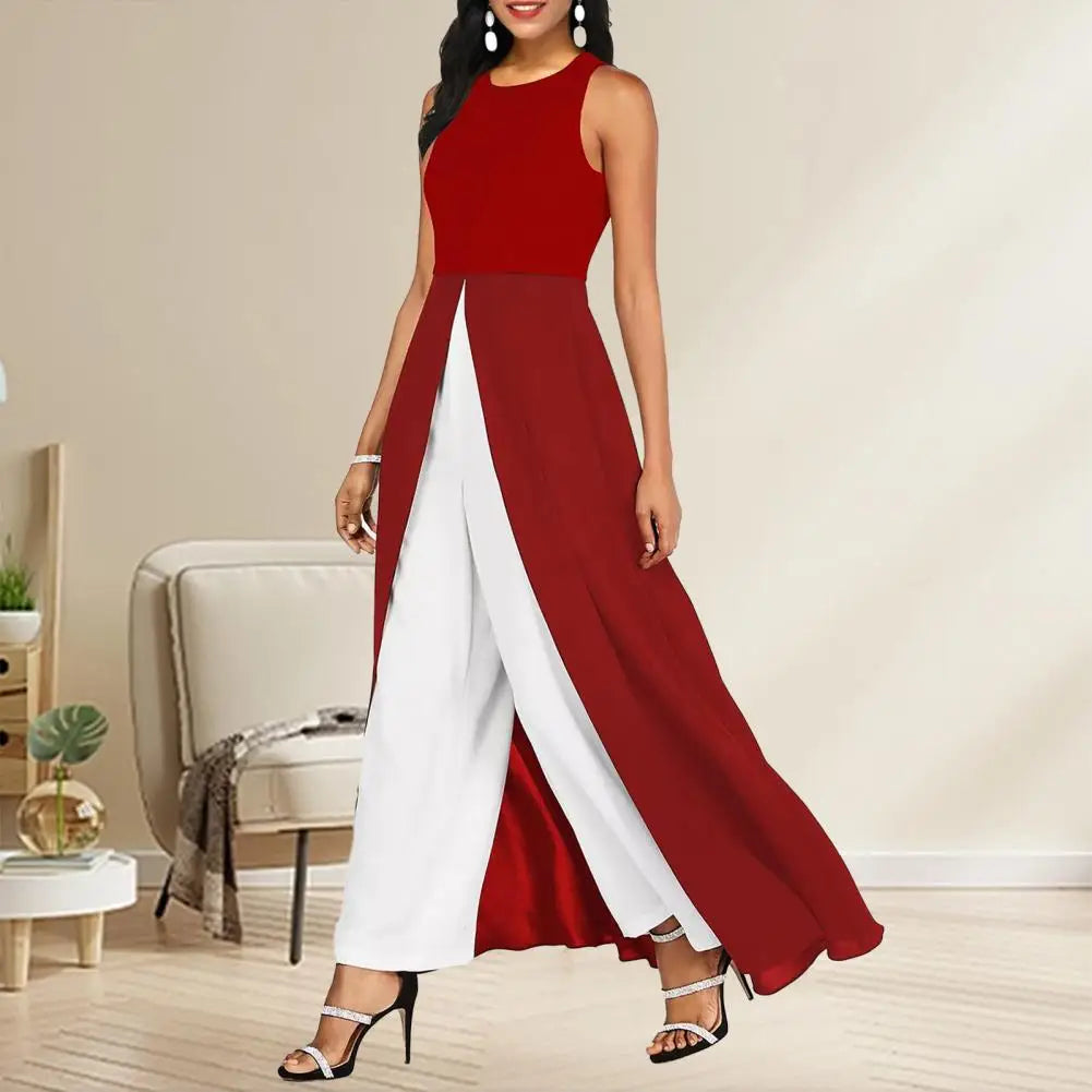 Dress - Sleeveless Long Layer & Wide Leg Pants For Ease