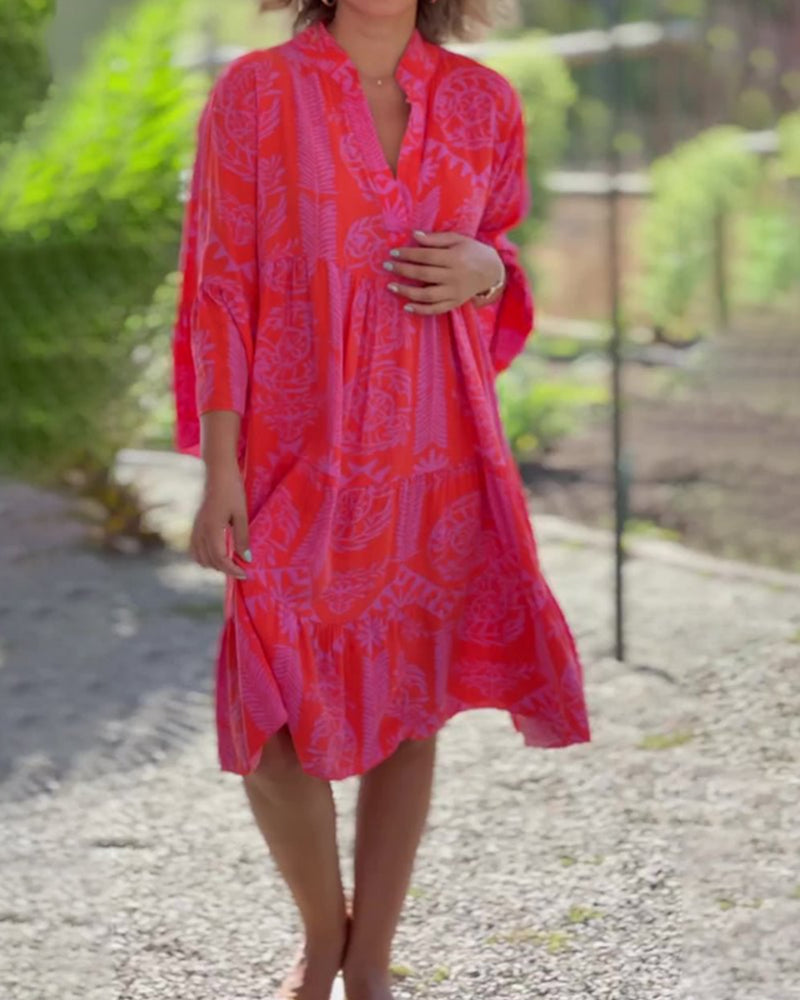 Dress - Soft-Blend Geometric Boho Print And Easy Movement