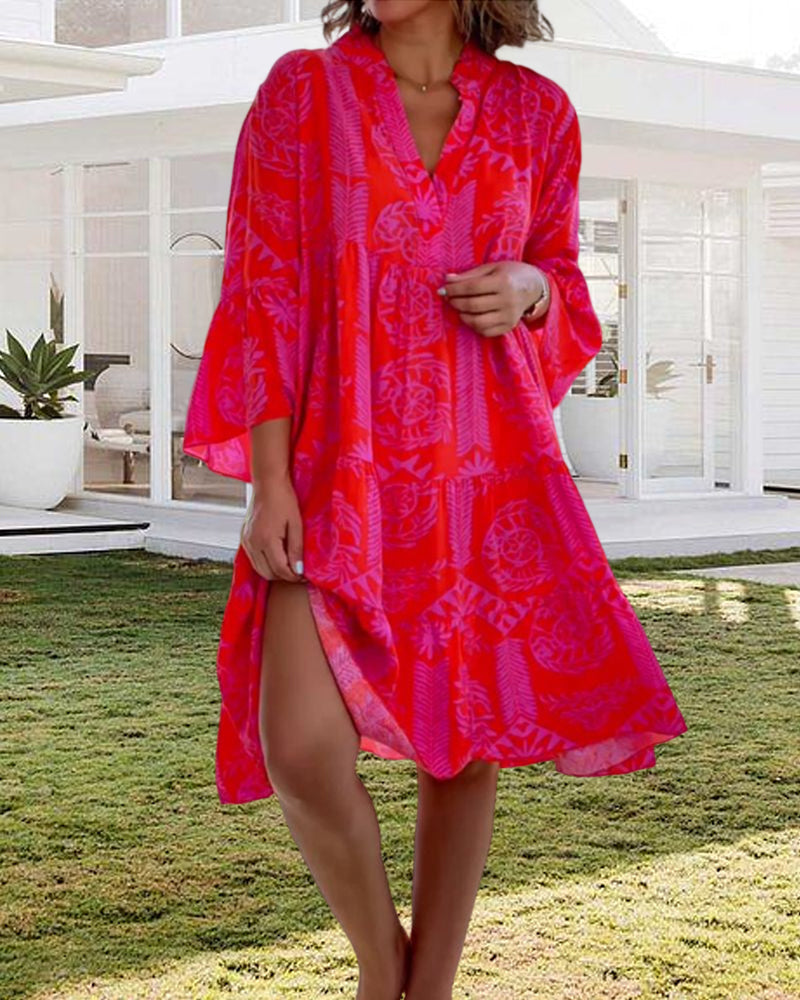 Dress - Soft-Blend Geometric Boho Print And Easy Movement