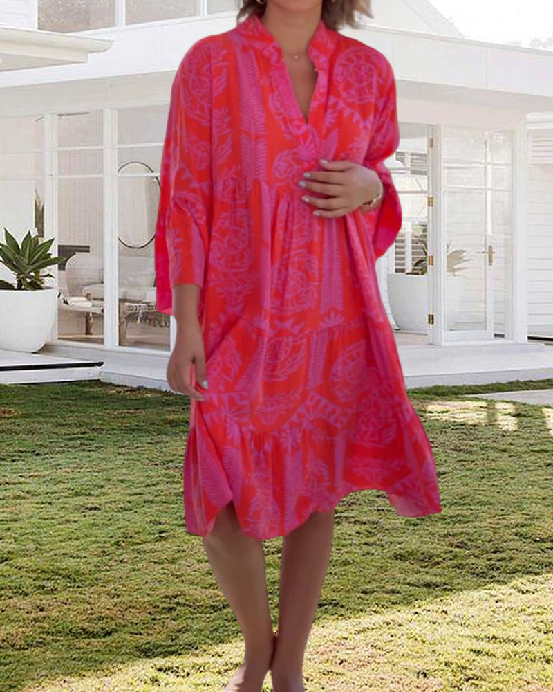 Dress - Soft-Blend Geometric Boho Print And Easy Movement