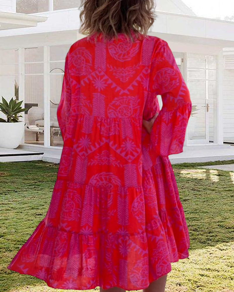 Dress - Soft-Blend Geometric Boho Print And Easy Movement