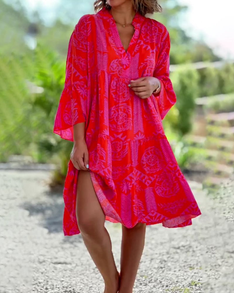Dress - Soft-Blend Geometric Boho Print And Easy Movement