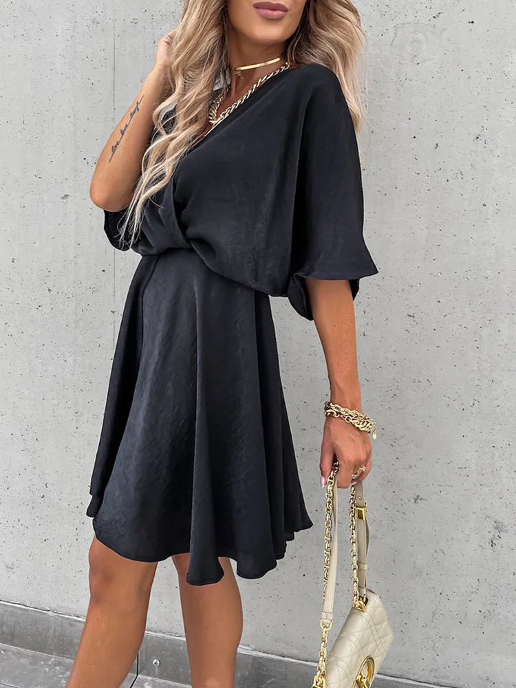 Dress – Soft Blend V Neckline & Sleek Shape For Neat Fit