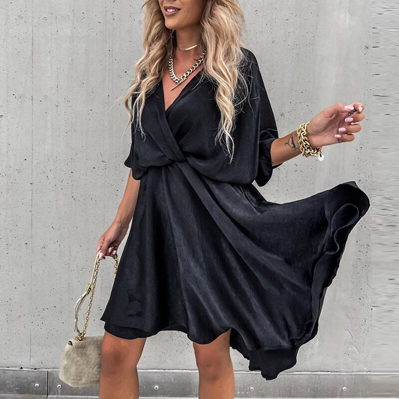 Dress – Soft Blend V Neckline & Sleek Shape For Neat Fit