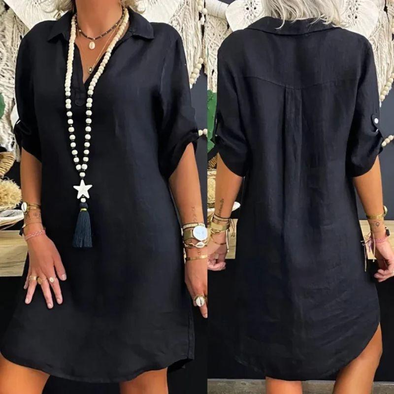 Dress - V Neck Mini Shape And Short Sleeves For Ease By Castello