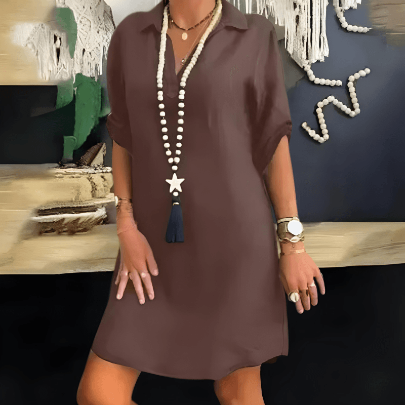Dress - V Neck Mini Shape And Short Sleeves For Ease By Castello